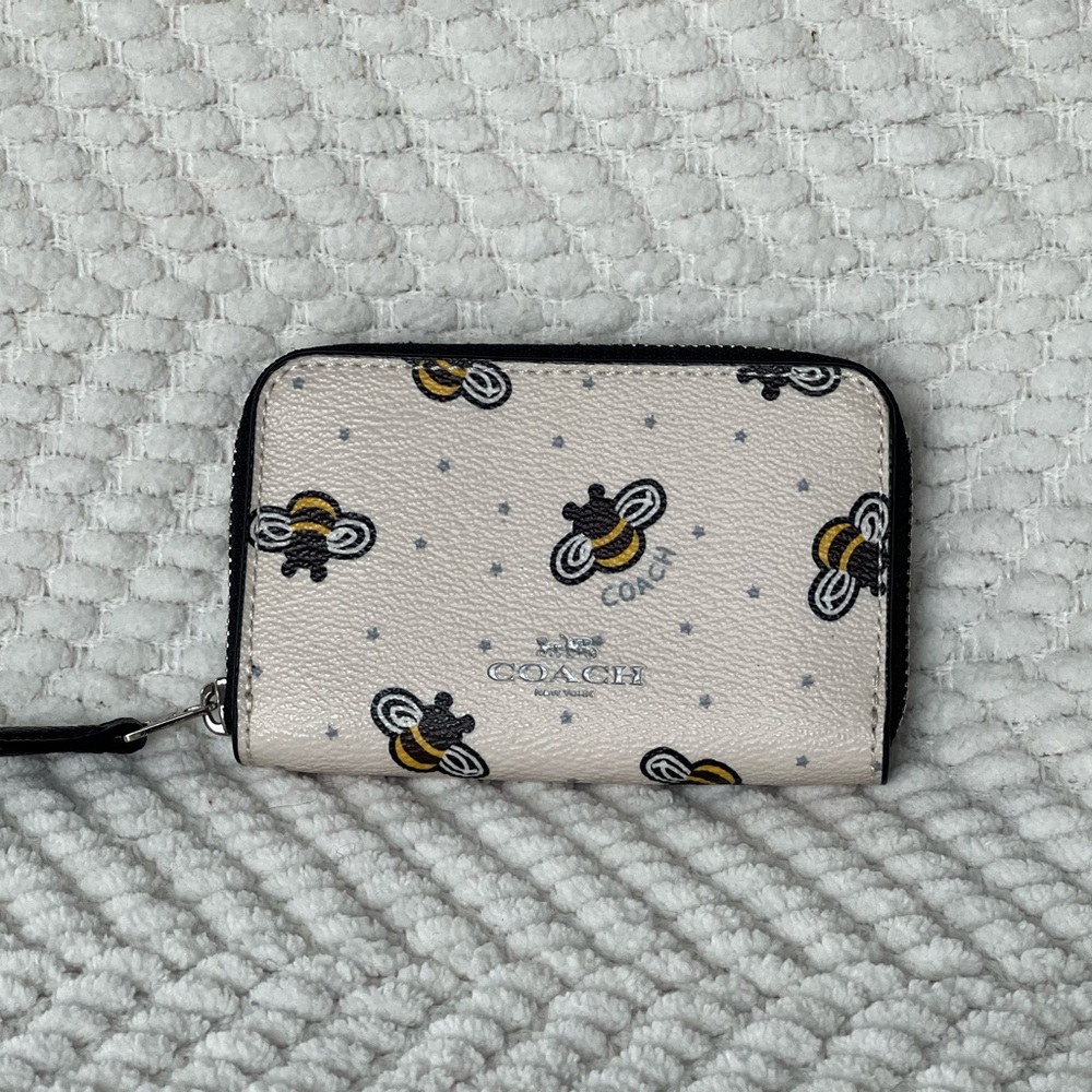 Coach Cream Bee Pattern Card holder